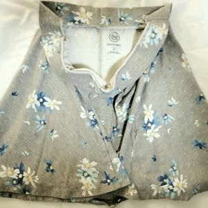 Gray Floral Print SO XL Skater Skirt